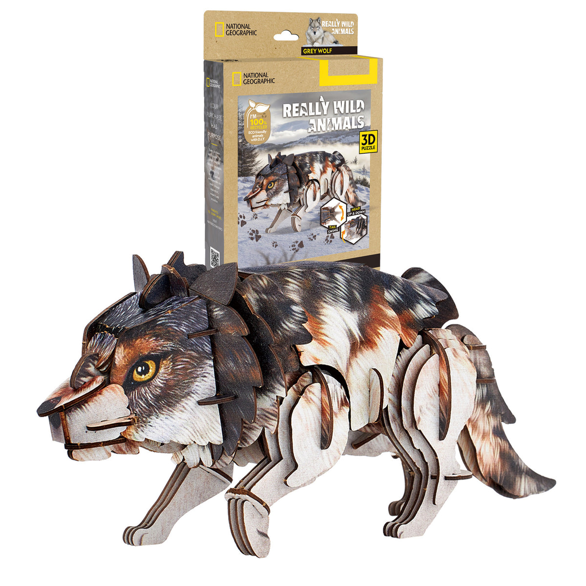 CubicFun Grey Wolf 3D Puzzle CFDS1073 – box and built model