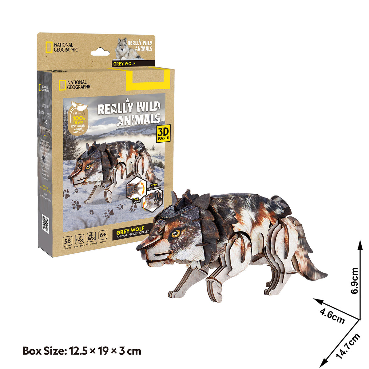 CubicFun Grey Wolf 3D Puzzle CFDS1073 – built model view 4