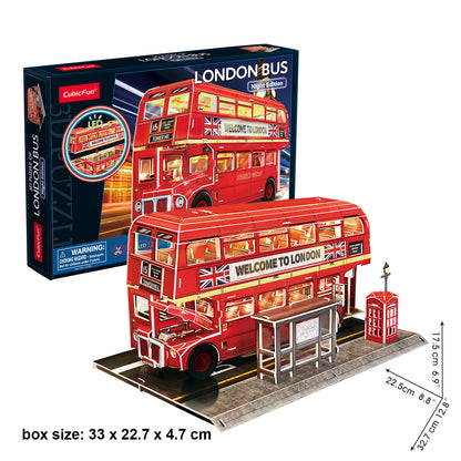 CubicFun London Bus Night Edition with LED Lighting 3D Puzzle CFL538 – built model view 3