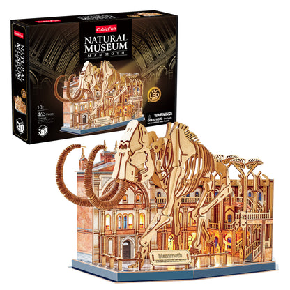 CubicFun Museum Mammoth with LED Lighting 3D Puzzle CFL547 – box and built model