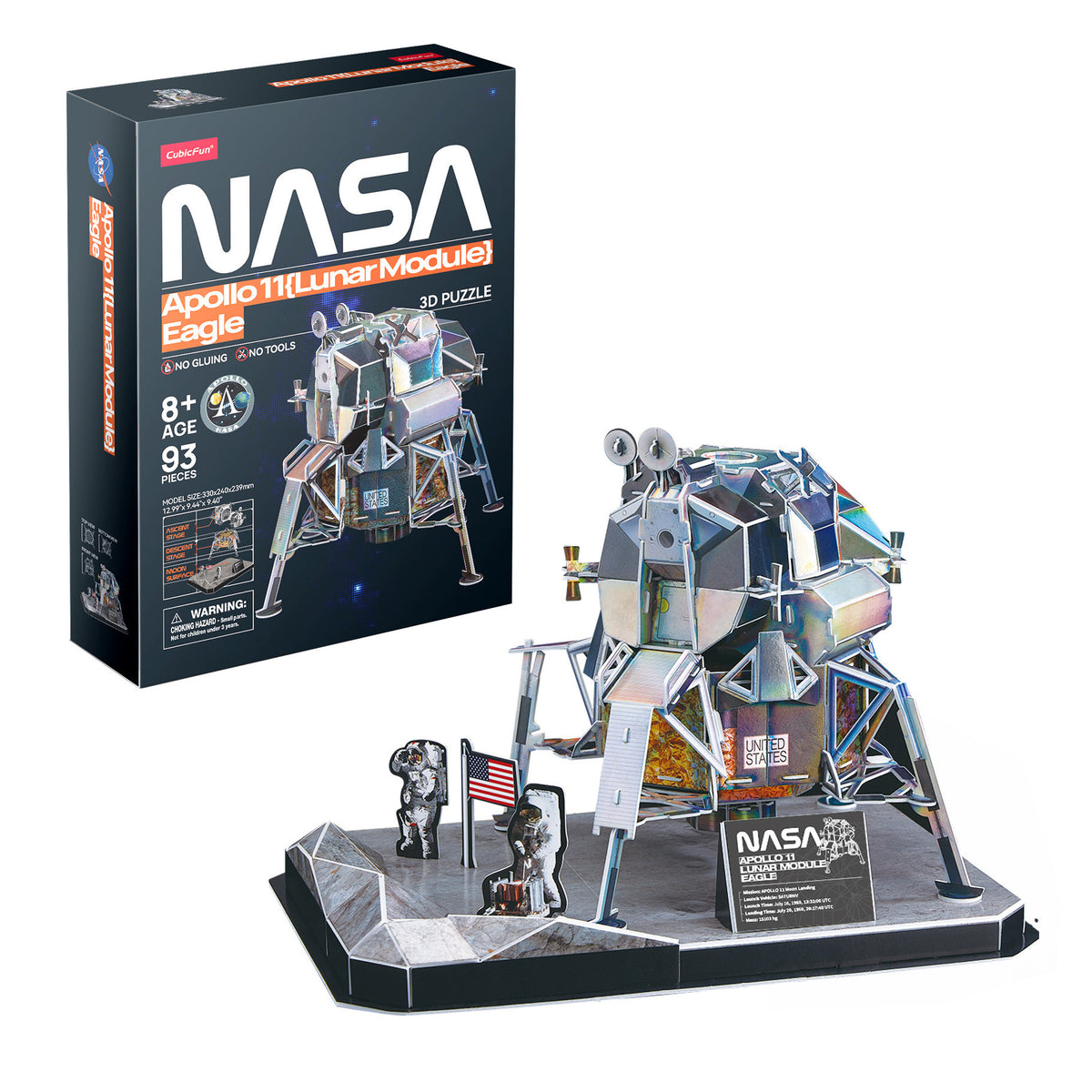 CubicFun NASA Apollo 11 Lunar Module Eagle 3D Puzzle CFDS1058 – box and built model