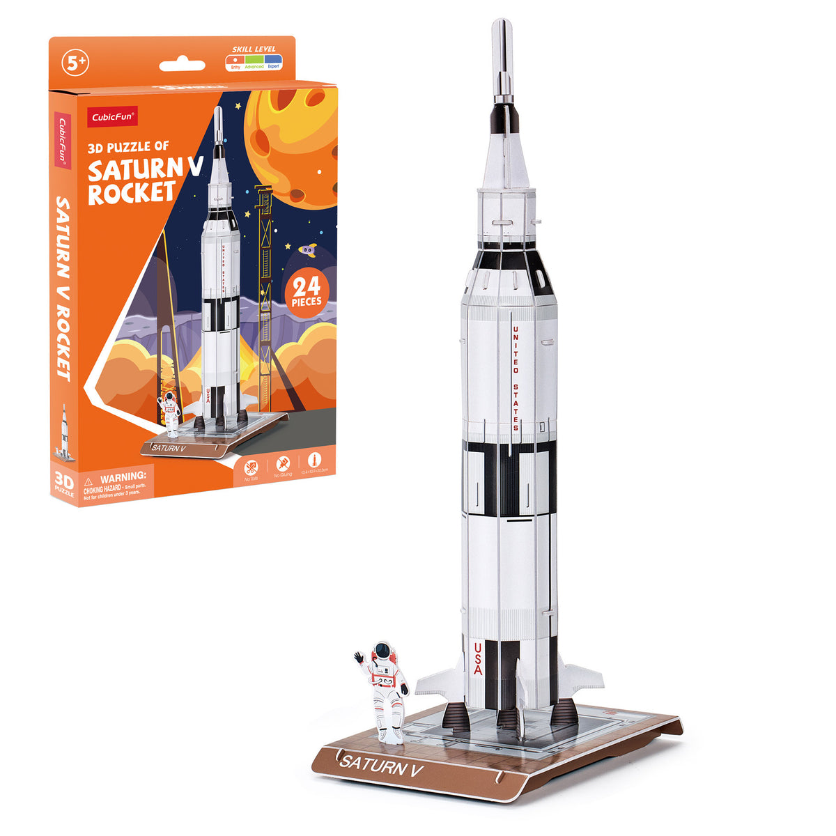CubicFun Saturn V Rocket 3D Puzzle CFW3198 – box and built model