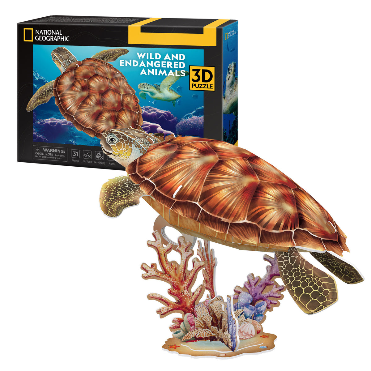 CubicFun Sea Turtle 3D Puzzle CFDS1080 – box and built model