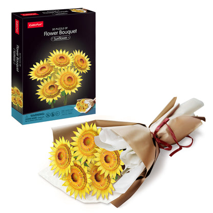 CubicFun Sunflower Flower Bouquet 3D Puzzle CFP866 – box and built model
