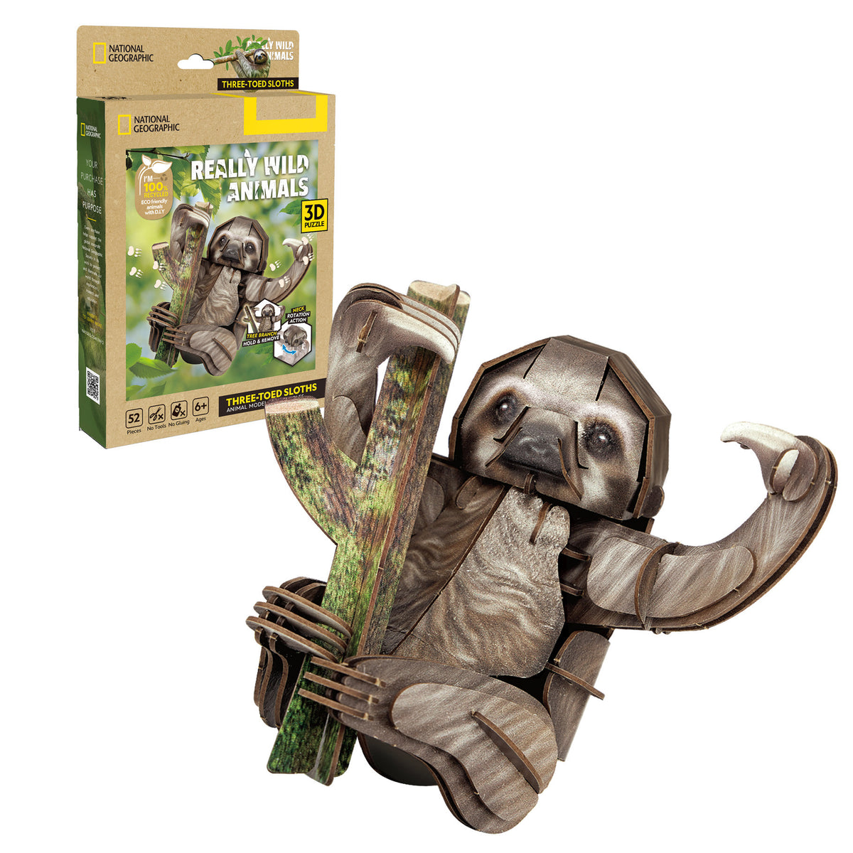 CubicFun Three-Toed Sloth 3D Puzzle CFDS1175 – box and built model