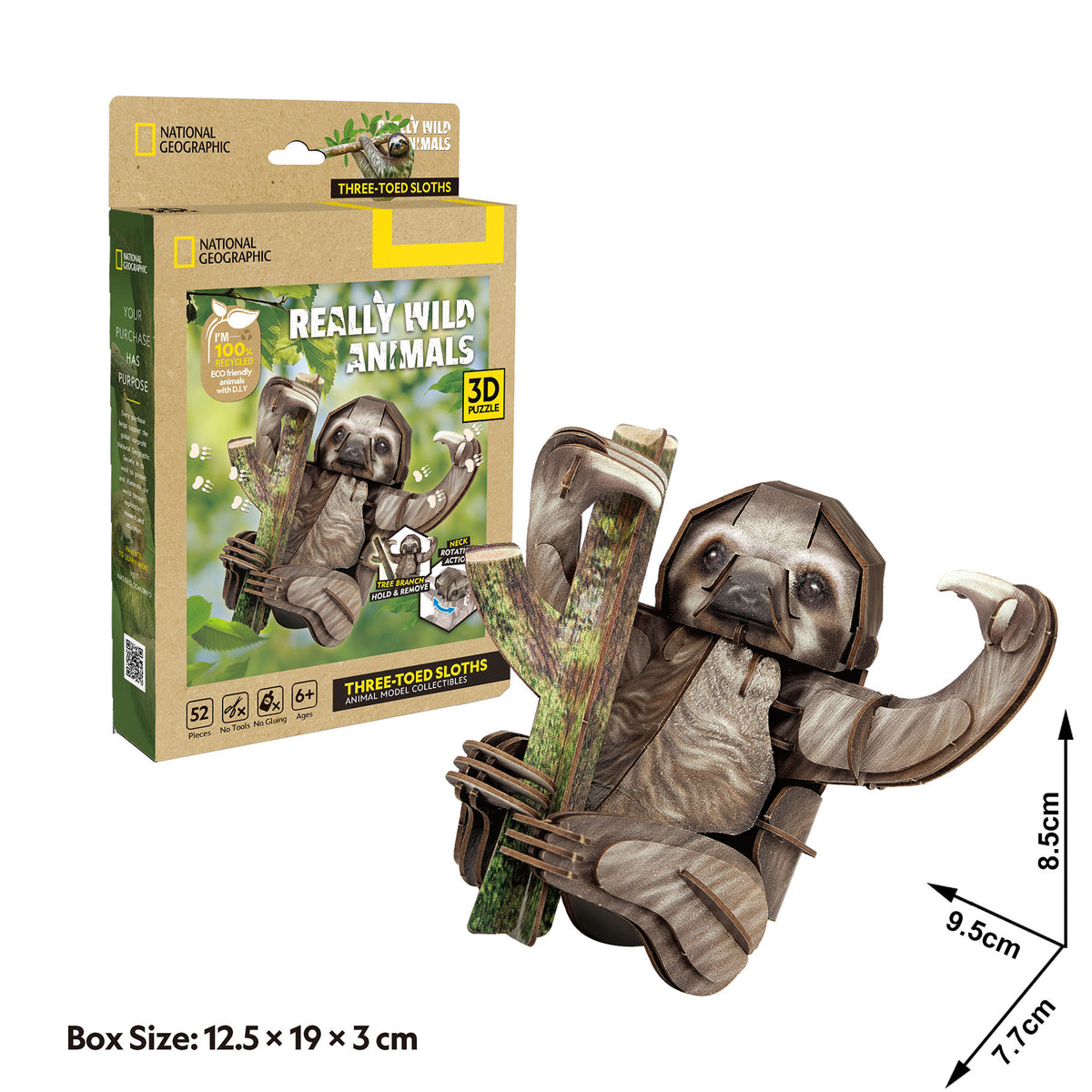 CubicFun Three-Toed Sloth 3D Puzzle CFDS1175 – built model view 4