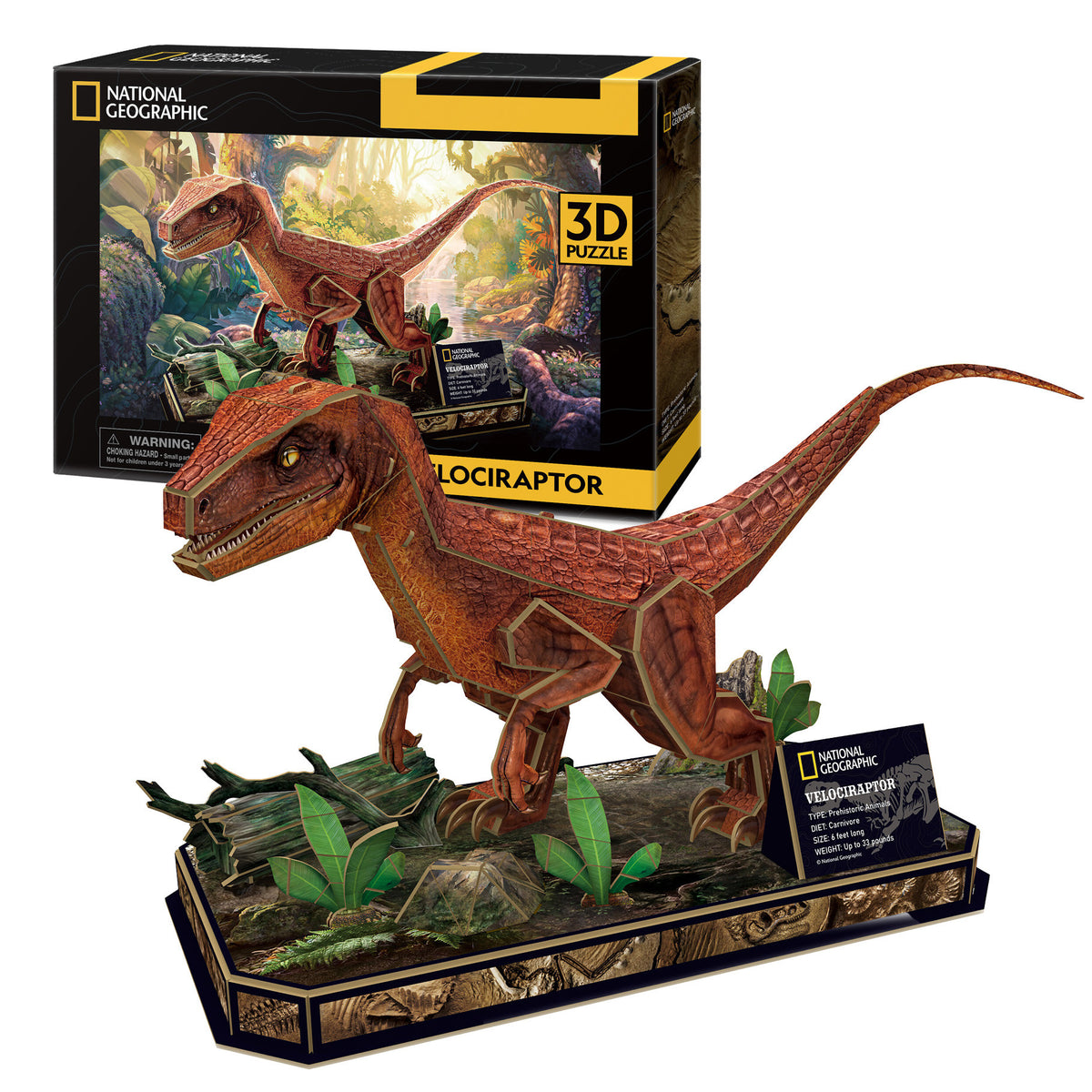 CubicFun Velociraptor 3D Puzzle CFDS1053 – box and built model
