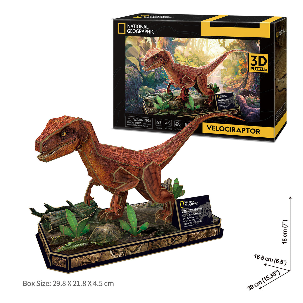 CubicFun Velociraptor 3D Puzzle CFDS1053 – built model view 4