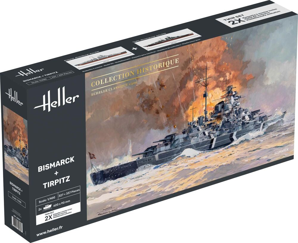 Heller 1/400 Bismarck & Tirpitz Twinset Model Kit 85078