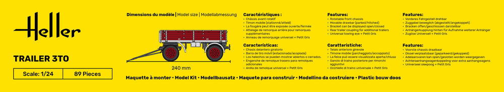 Heller 1/24 Trailer 3to Starter Kit Model Kit 57410