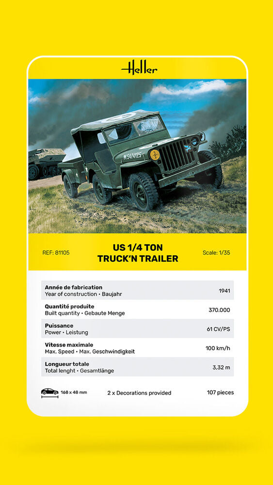 Heller US 1/4 Ton Truck 'n Trailer 1:35