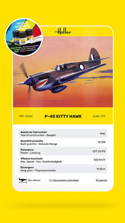 Heller STARTER KIT P-40 Kitty Hawk 1:72
