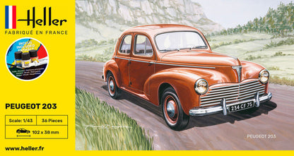 Heller 1/43 Peugeot 203 Classic Car Gift Set Model Kit 56160