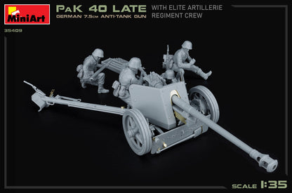 MiniArt 1/35 Military - German 7.5cm PaK 40 Late w/ Elite Crew - 35409