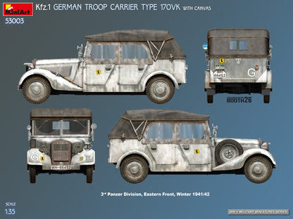 MiniArt 1/35 Military - Kfz.1 German Troop Carrier 170VK w/Canvas - 53003