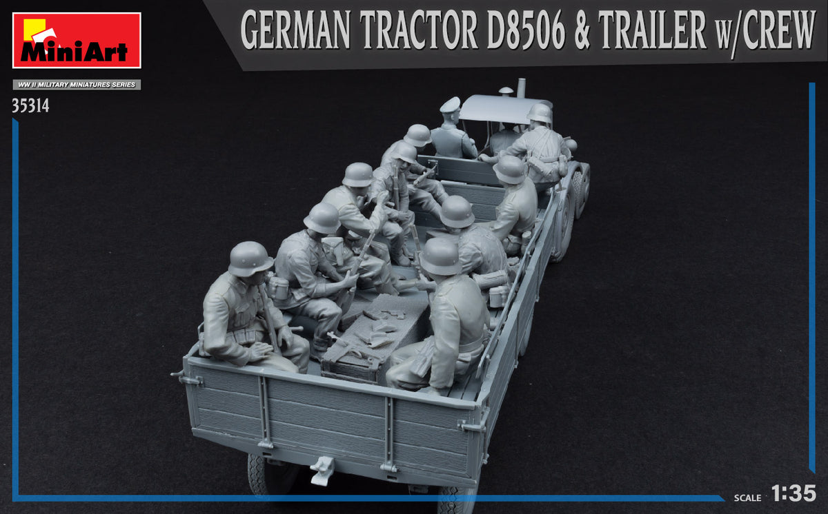 MiniArt 1/35 Military - German Tractor D8506 with Trailer & Crew - 35314