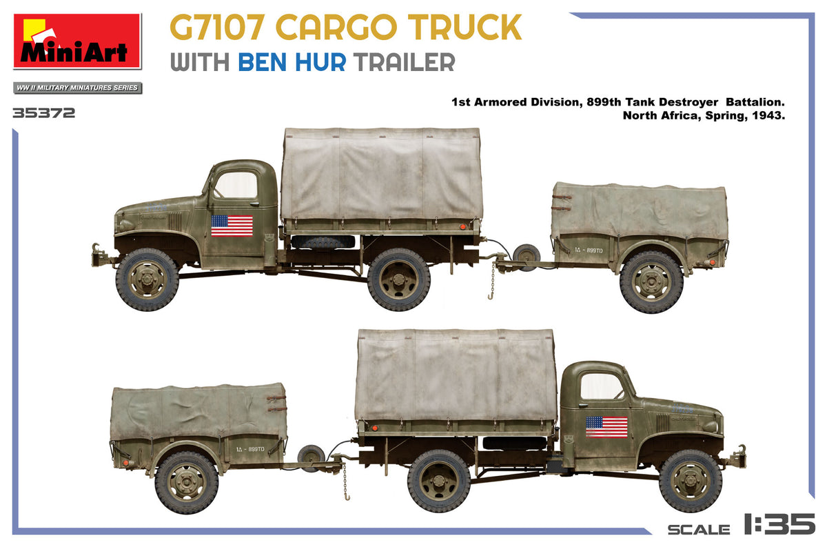 MiniArt 1/35 Military - G7107 1,5t 4x4 Cargo Truck with Trailer - 35372