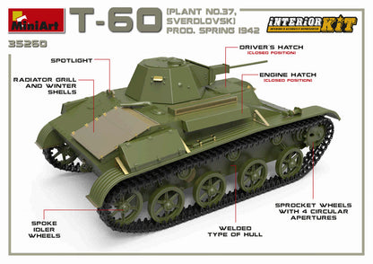 MiniArt 1/35 Military - T-60 (Plant 37 Sverdlovsk) Prod 1942 Int Kit - 35260
