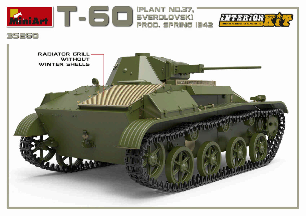 MiniArt 1/35 Military - T-60 (Plant 37 Sverdlovsk) Prod 1942 Int Kit - 35260