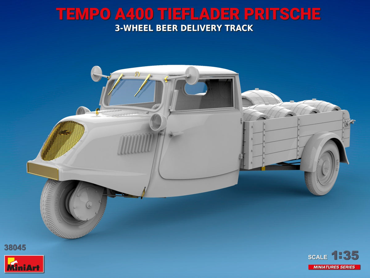 MiniArt 1/35 Military - Tempo A400 Tief lader Pritsche 3-Wheeler Truck - 38045