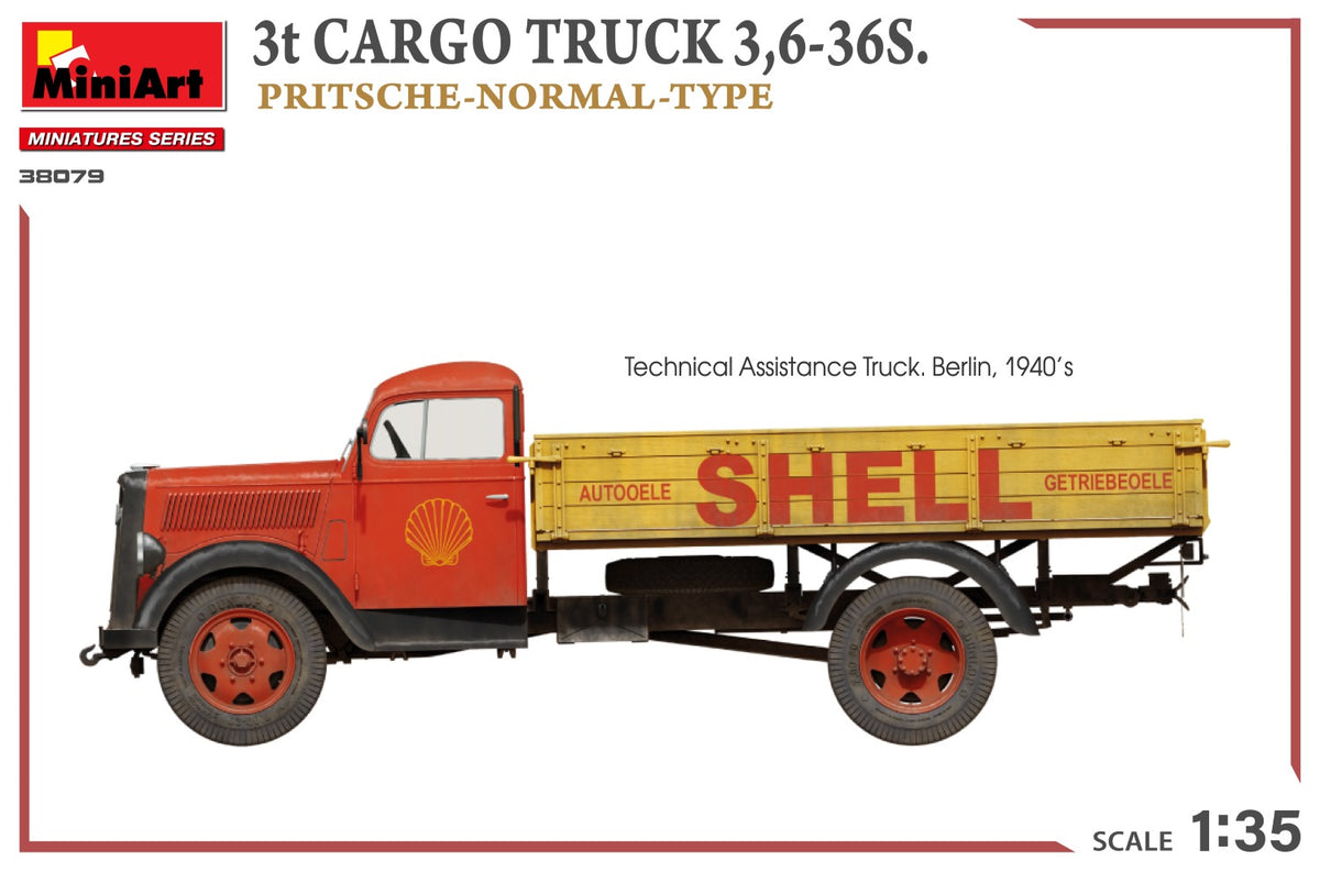 MiniArt 1/35 Military - 3t Cargo Truck, 3,6-36S Pritsche Normal Type - 38079
