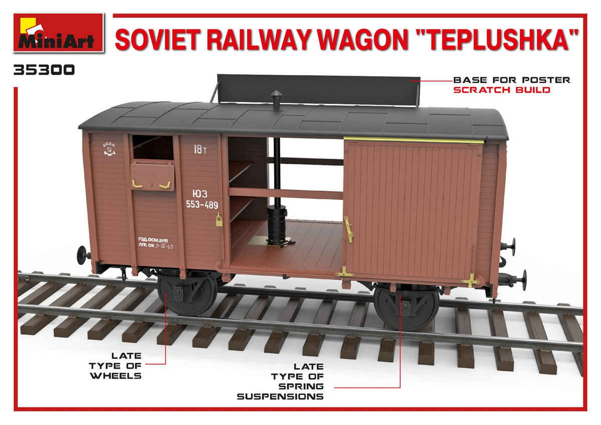 MiniArt 1/35 Accessories - Soviet Railway Wagon 'Teplushka' - 35300