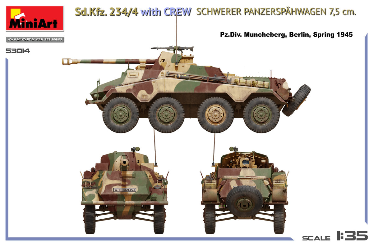 MiniArt 1/35 Military - Sd.Kfz.234/4 Panzerspahwagen (7.5cm) & Crew - 53014