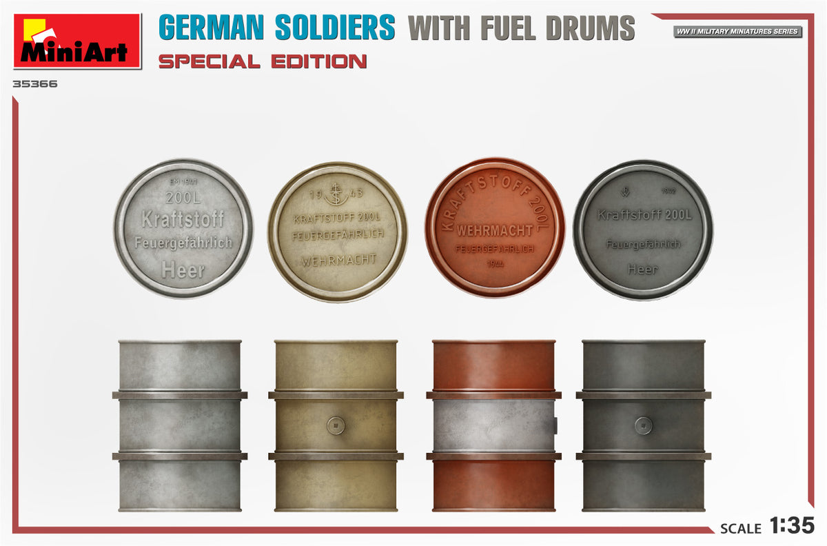 MiniArt 1/35 Military - German Soldiers w/ Fuel Drums Spec Edition - 35366