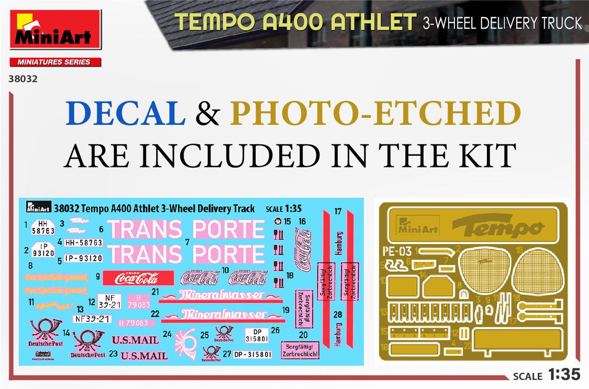 MiniArt 1/35 Military - Temp A400 Athlet 3-Wheel Delivery Truck - 38032