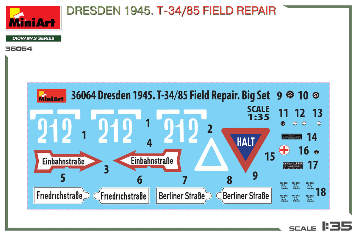 MiniArt 1/35 Military - Dresden 1945. T34/85 Field Repair Big Set - 36064