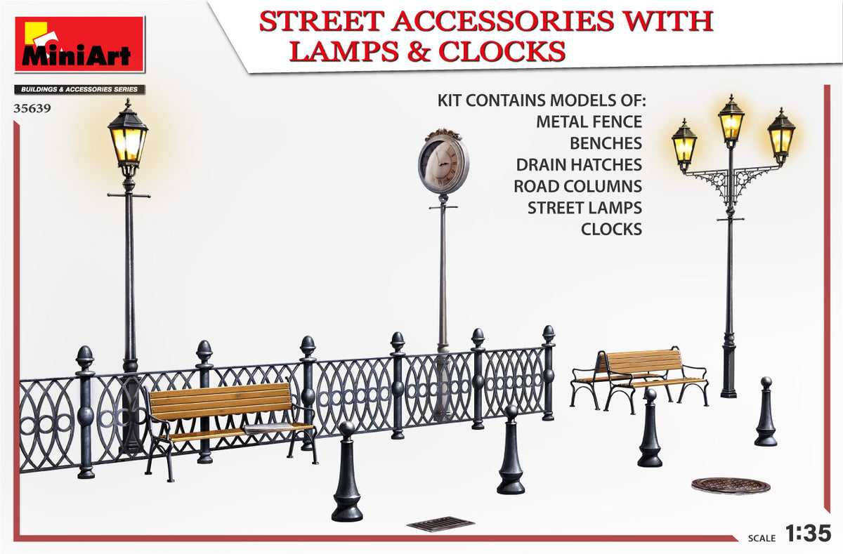 MiniArt 1/35 Military - Street Accessories w/Lamps & Clocks - 35639