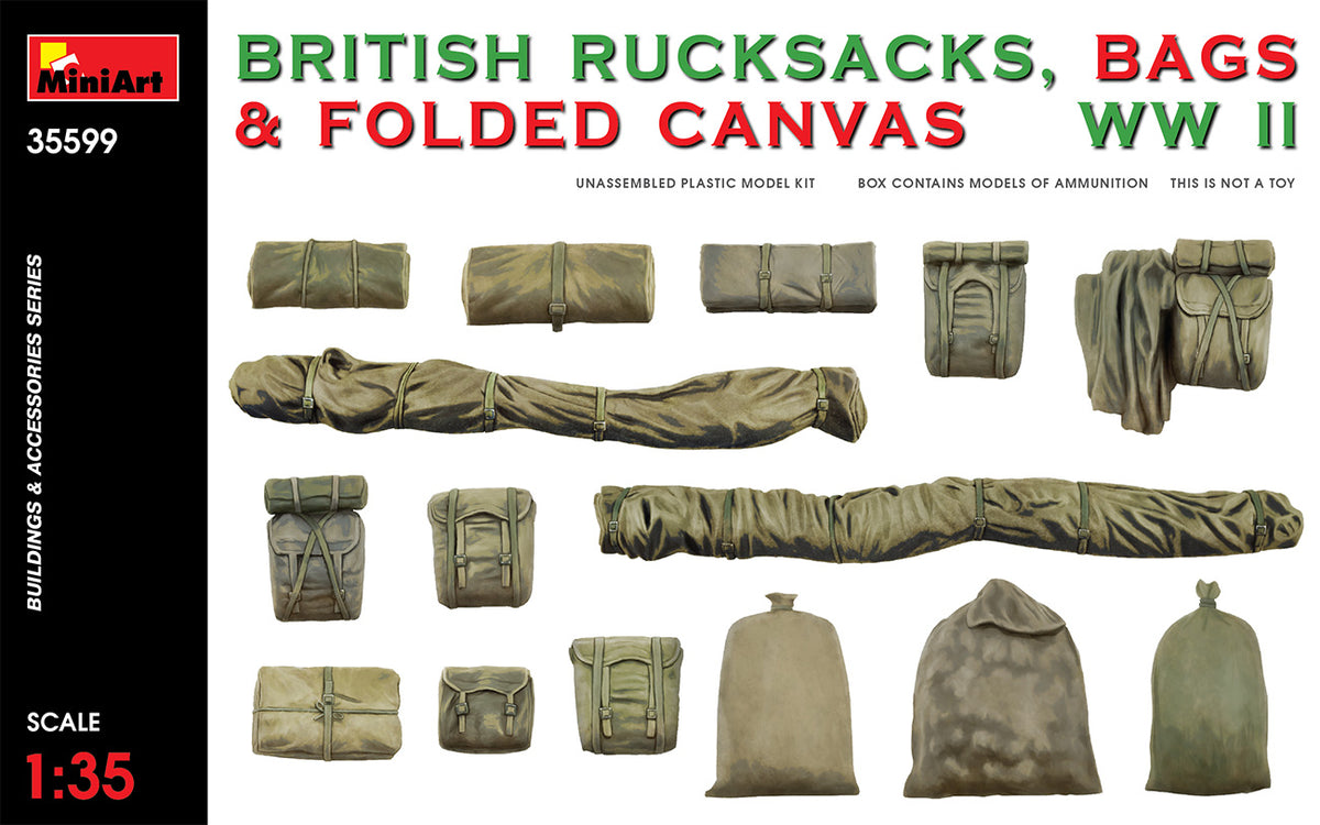 MiniArt British Bags, Rucksacks & Canvas WWII - 35599 box art