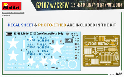 MiniArt 1/35 Military - G7107 w/Crew 4x4 Cargo Truck w/Metal Body - 35383