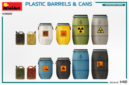 MiniArt 1/48 Accessories - Plastic Barrels & Cans - 49010