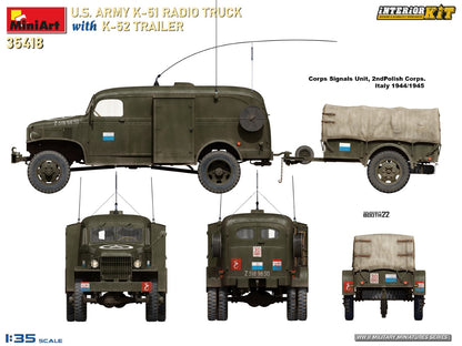 MiniArt 1/35 Military - US Army K-51 Radio Truck w/ K-52 Trailer - 35418
