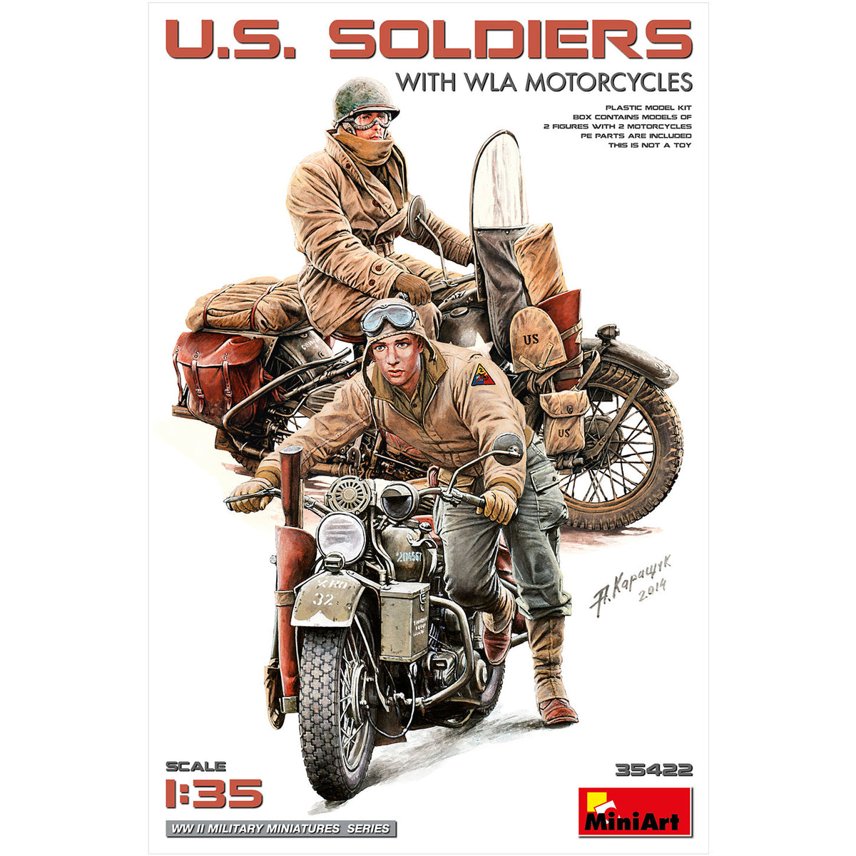 MiniArt 1/35 Military - U.S. Soldiers w/ MLA Motorcycles - 35422