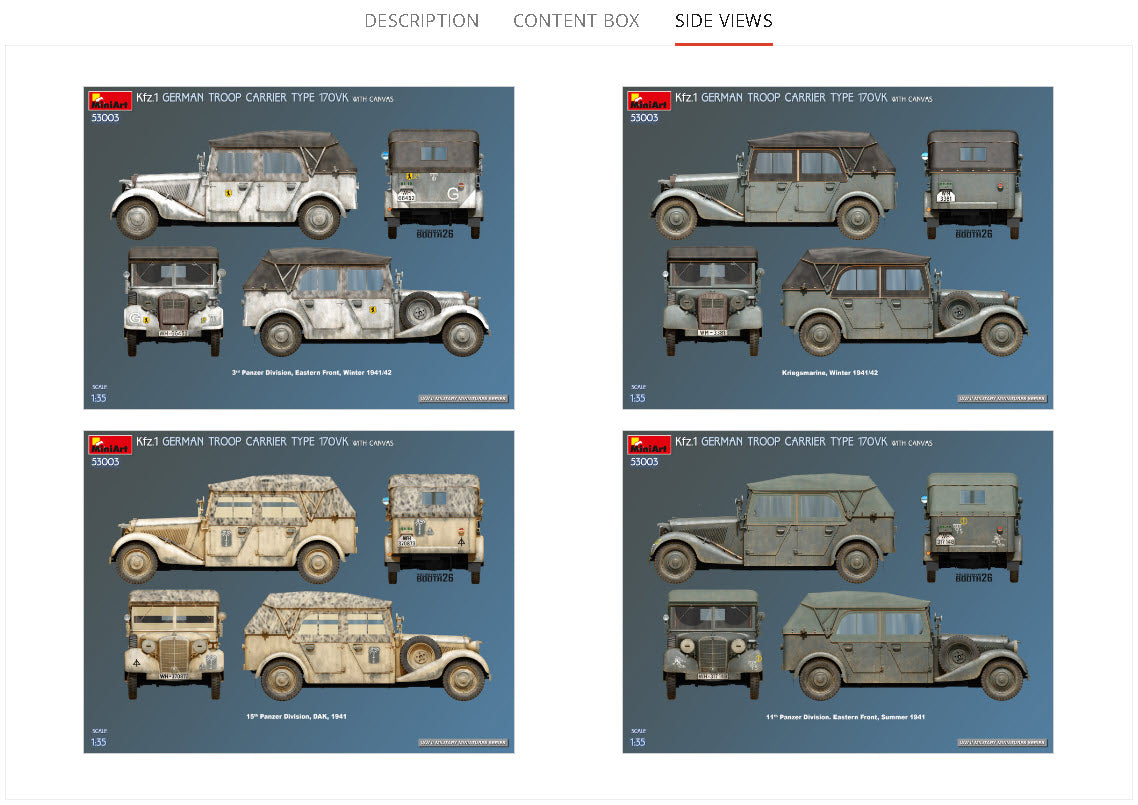 MiniArt 1/35 Military - Kfz.1 German Troop Carrier 170VK w/Canvas - 53003