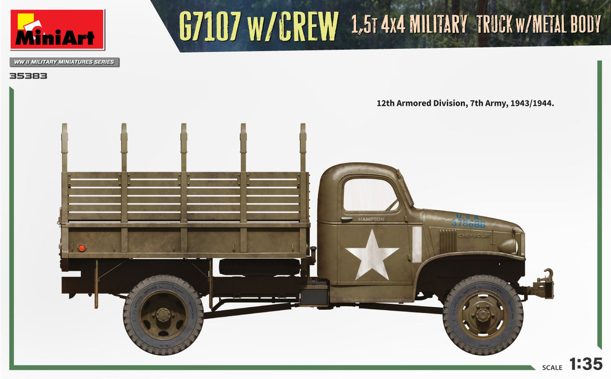 MiniArt 1/35 Military - G7107 w/Crew 4x4 Cargo Truck w/Metal Body - 35383