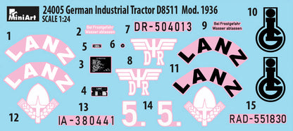 MiniArt 1/24 Vehicles - German D8511 Industrial Tractor Mod 1936 - 24005