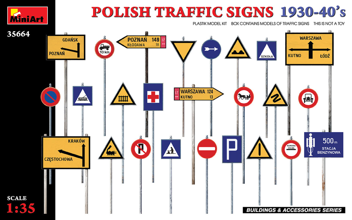 MiniArt Traffic Signs Polish 1930's - 40's - 35664 box art