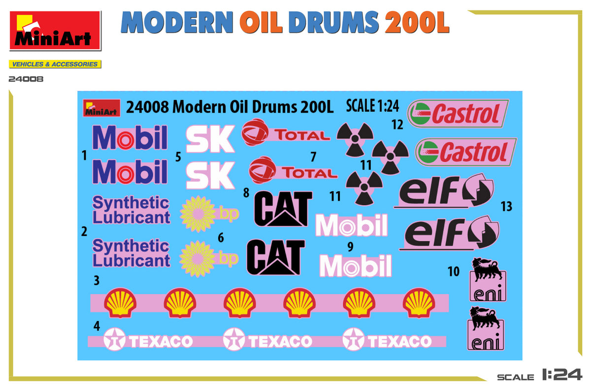 MiniArt 1/24 Accessories - Modern Oil Drums 200L - 24008