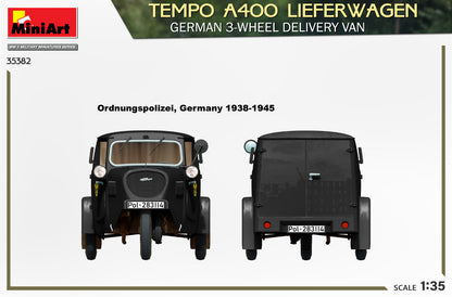 MiniArt 1/35 Military - Tempo A400 Lieferwagen 3-Wheel Van - 35382
