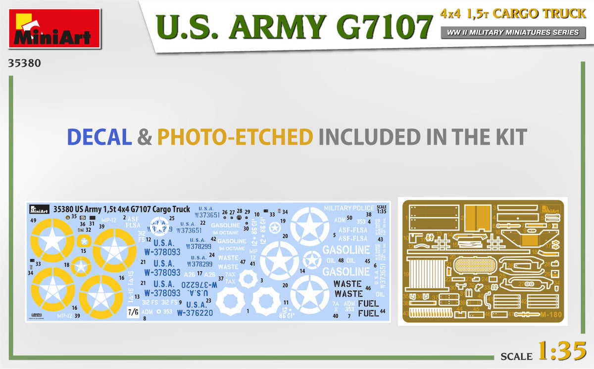 MiniArt 1/35 Military - U.S. ARMY G7107 4X4 1,5t CARGO TRUCK - 35380