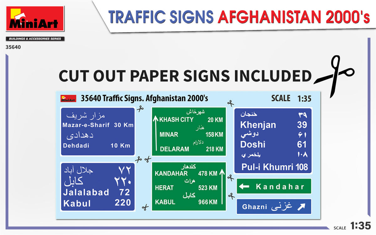 MiniArt 1/35 Accessories - Traffic Signs Afghanistan 2000's - 35640