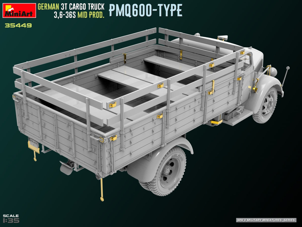 MiniArt 1/35 Military - German 3t Truck 3,6-36s Mid Prod PMQ600-Type - 35449