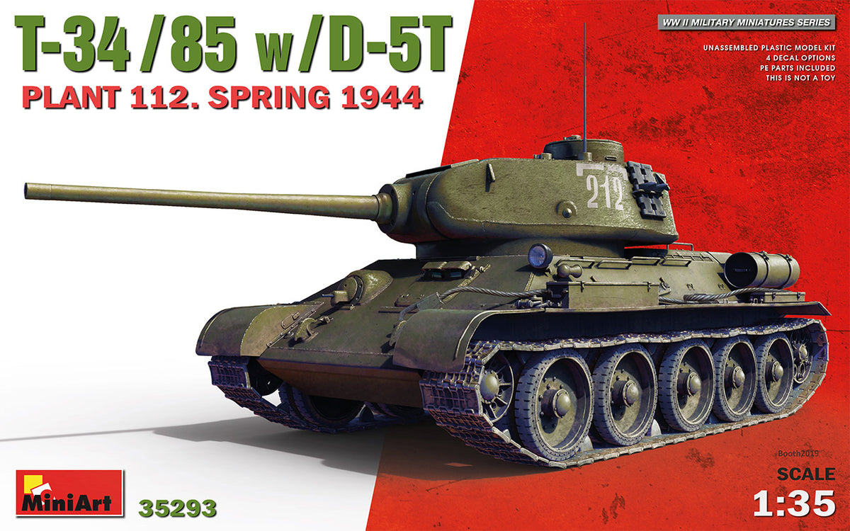 MiniArt T-34/85 w/D-5T Plant 112 1944 - 35293 box art