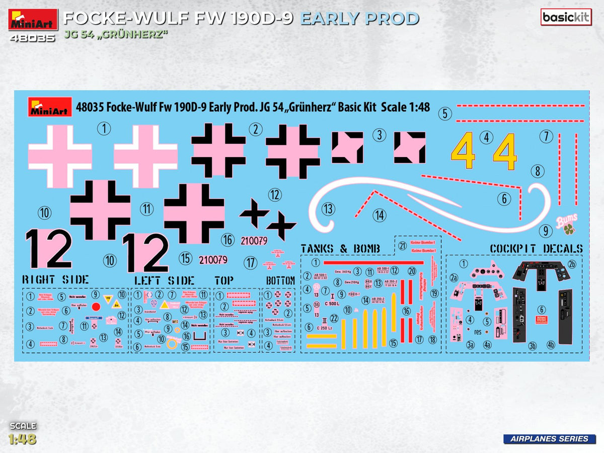 MiniArt 1/48 Aircraft - Focke-Wulf Fw 190D-9 Early JG54 Grunherz - 48035