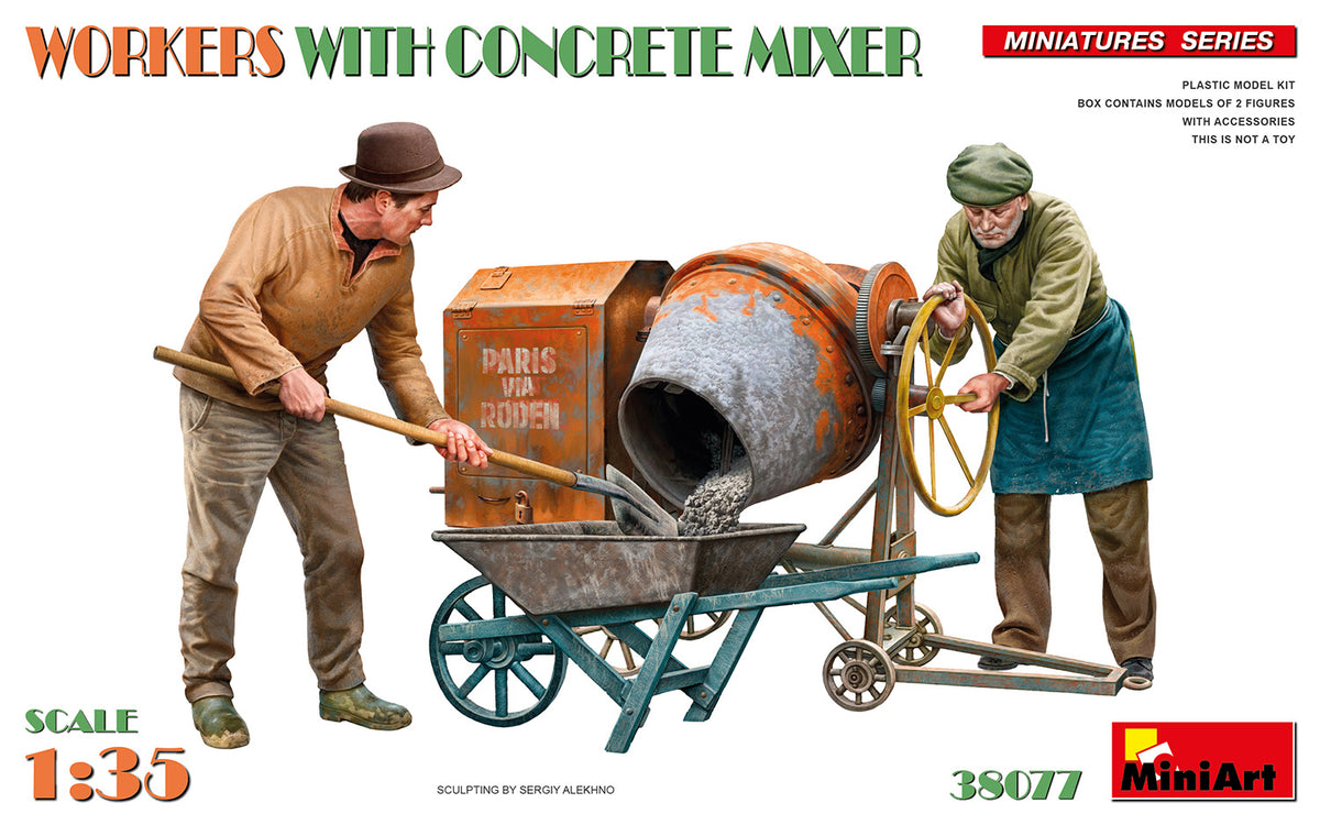 MiniArt Workers w/ Concrete Mixer - 38077 box art