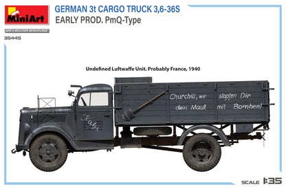 MiniArt 1/35 Military - 3t Cargo Truck 3,6-36S Early Prod PmQ-Type - 35445