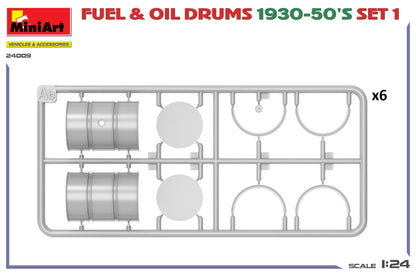 MiniArt 1/24 Accessories - Fuel & Oil Drums 1930-50's Set1 (German) - 24009